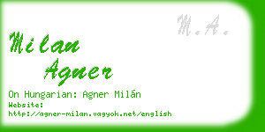 milan agner business card